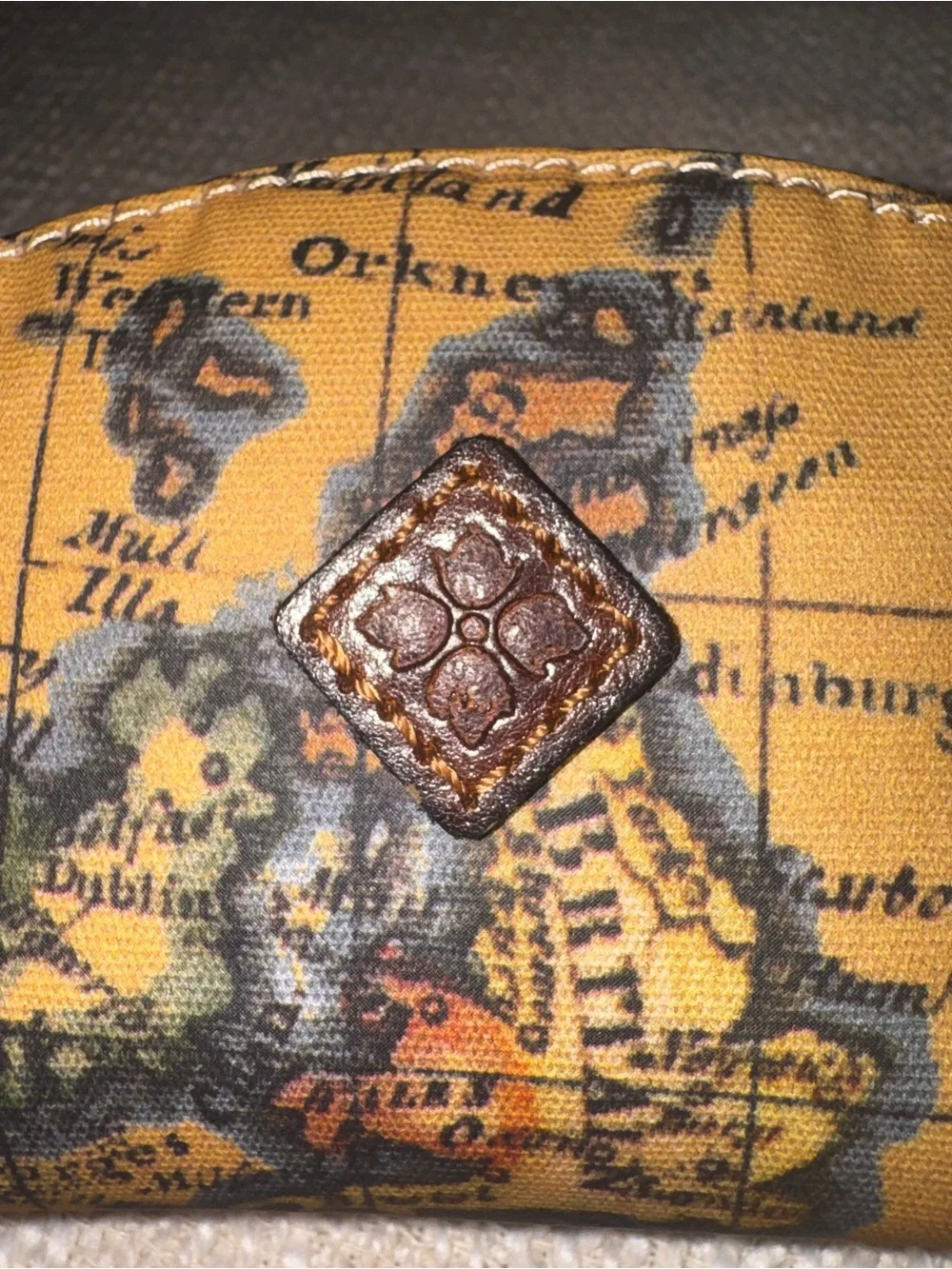 Patricia Nash Map Print Leather Coin/Cosmetic Zipper Pouch NWOT